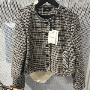 Theory Tweed Cardigan Jacket in Shale Multi